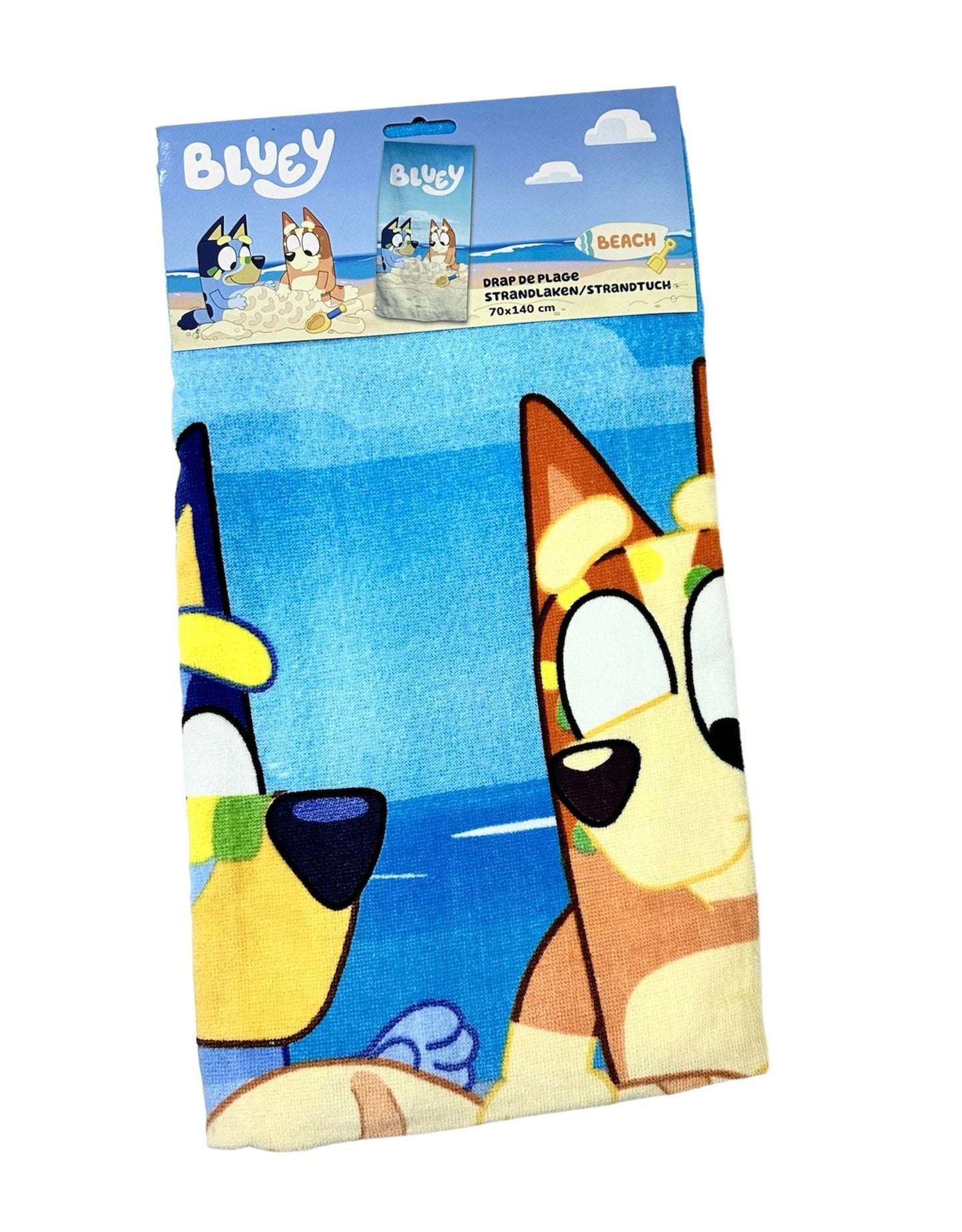 Toalla de Playa Infantil Bluey 140x70cm 100% Algodón 300g