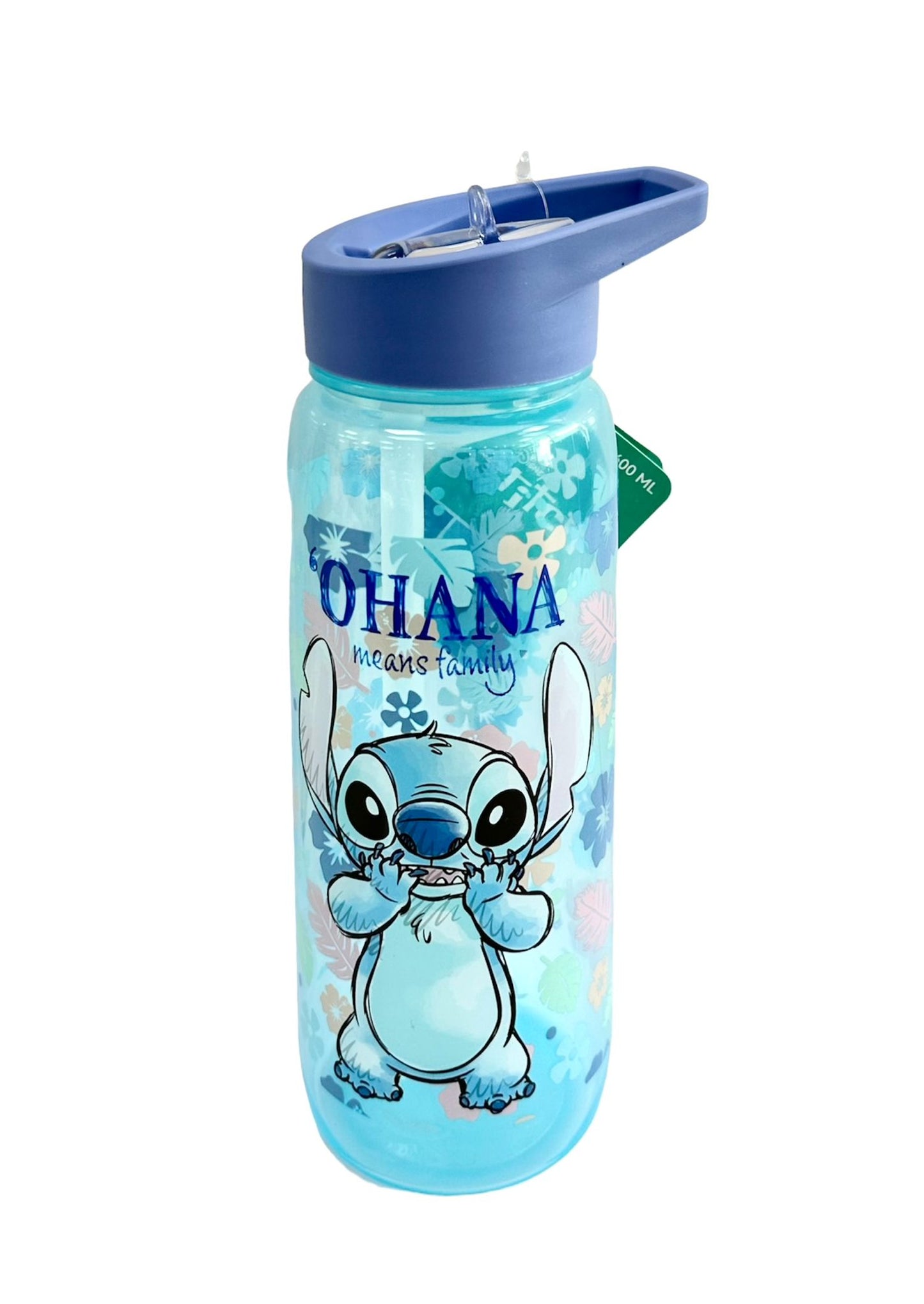 Botella de Plástico Stitch Ohana con Pajita 600ml Plástico Libre de BPA