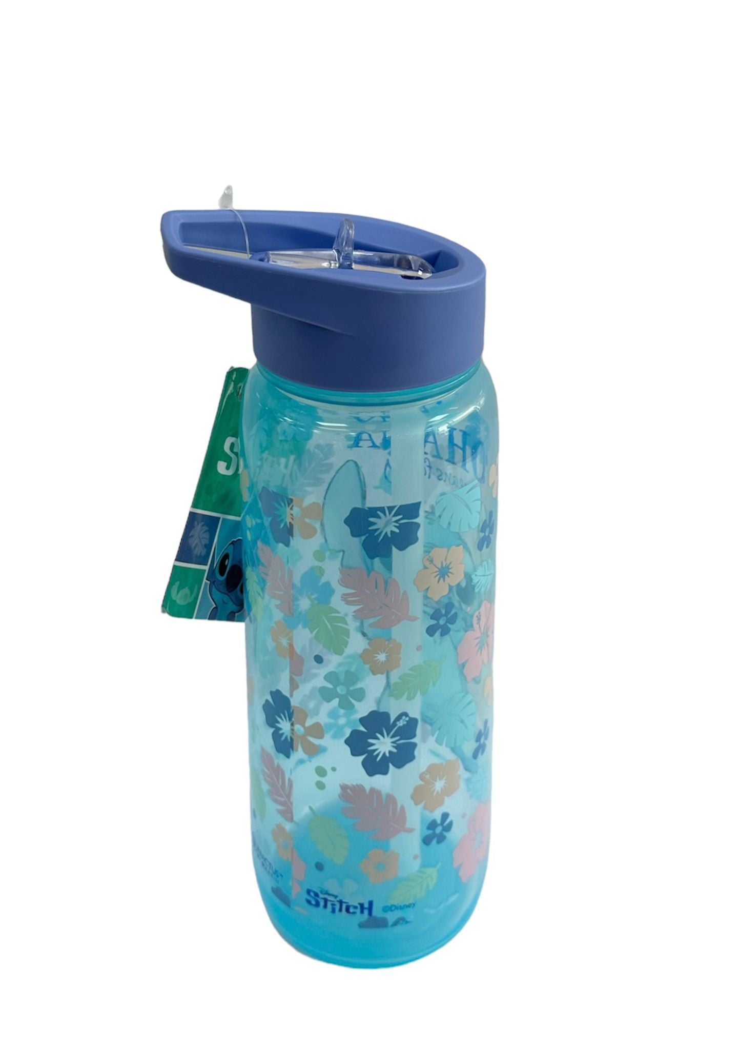 Botella de Plástico Stitch Ohana con Pajita 600ml Plástico Libre de BPA